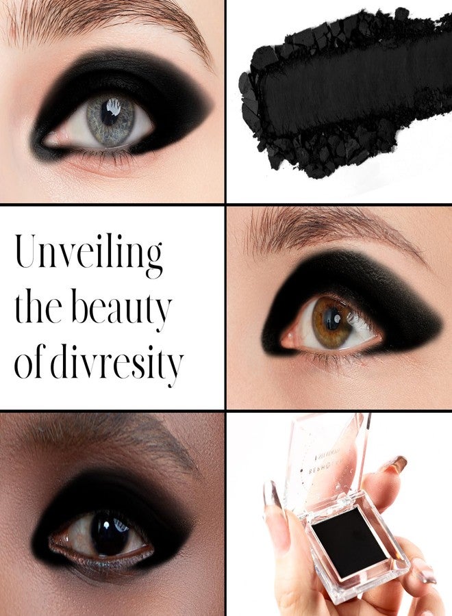 BEPHOLAN 2 Pcs Single Matte Black Eyeshadow Palette,Cake Eyeliner Powder Goth Makeup Eyeshadow, Black Gothic Vampire Blood Makeup,Black Rose - Image 4