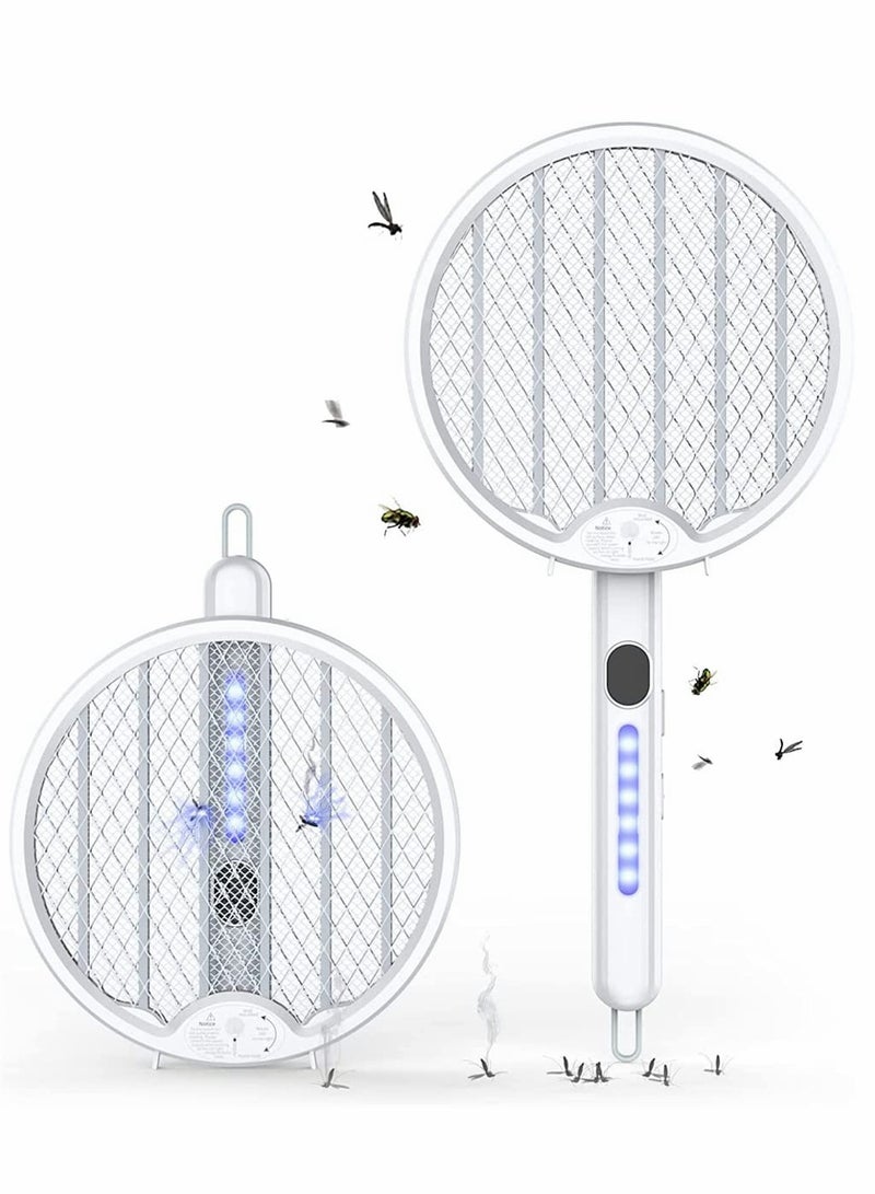 KASTWAVE Electric Fly Swatter, Fold Mosquito Zapper Handheld Mosquito Zapper Killer 3000 Volt Insect Fly Trap, Fly Zapper Racket for Indoor and Outdoor Pest Control Large Size with LED Light and 2 Layer Mesh - Image 1