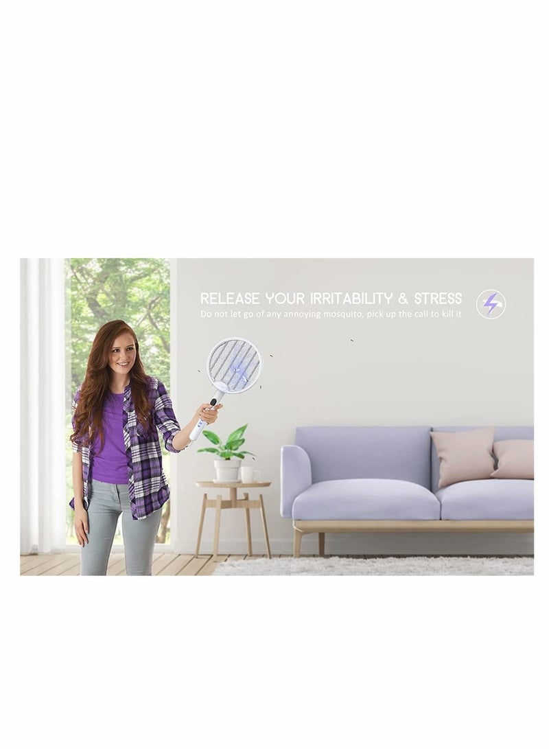 KASTWAVE Electric Fly Swatter, Fold Mosquito Zapper Handheld Mosquito Zapper Killer 3000 Volt Insect Fly Trap, Fly Zapper Racket for Indoor and Outdoor Pest Control Large Size with LED Light and 2 Layer Mesh - Image 4