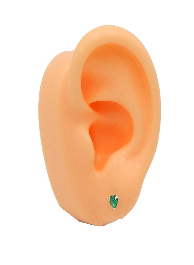 آيسروز أقراط مرصعة بحجر الزركونيا المكعب على شكل قلب من الفضة الإسترليني عيار 925 مضادة للحساسية مقاس 4 مم (اختر لونك) (زمرد) - Image 3