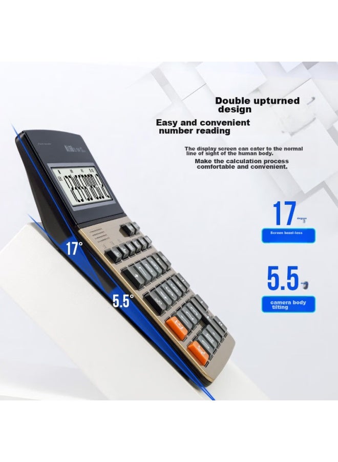 Deli Digit Large Screen Voice Calculator With Alarm Clock And Calendar Functions, Voice Calculator For Students/office Mental Math, Office Supplies, Gold Color 1541a - Image 2