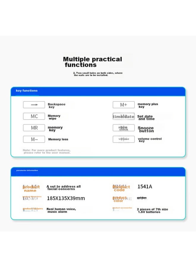 Deli Digit Large Screen Voice Calculator With Alarm Clock And Calendar Functions, Voice Calculator For Students/office Mental Math, Office Supplies, Gold Color 1541a - Image 4