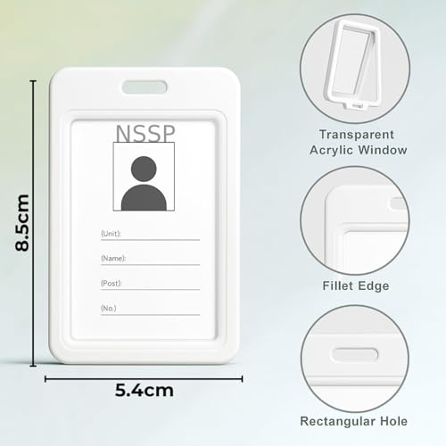 NSSP Plastic ID Card Holder for Office/School Pack of 5 pcs. (Vertical) (White) - Image 3