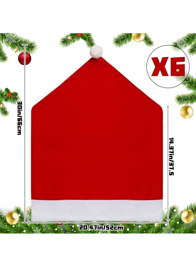 طقم أغطية كراسي عيد الميلاد مكون من 6 قطع، أغطية ظهر كراسي مزينة بقبعات سانتا لتزيين عيد الميلاد، مثالي لتزيين حفلات العشاء في المطاعم وأجواء العيد والمناسبات الاحتفالية. - Image 3