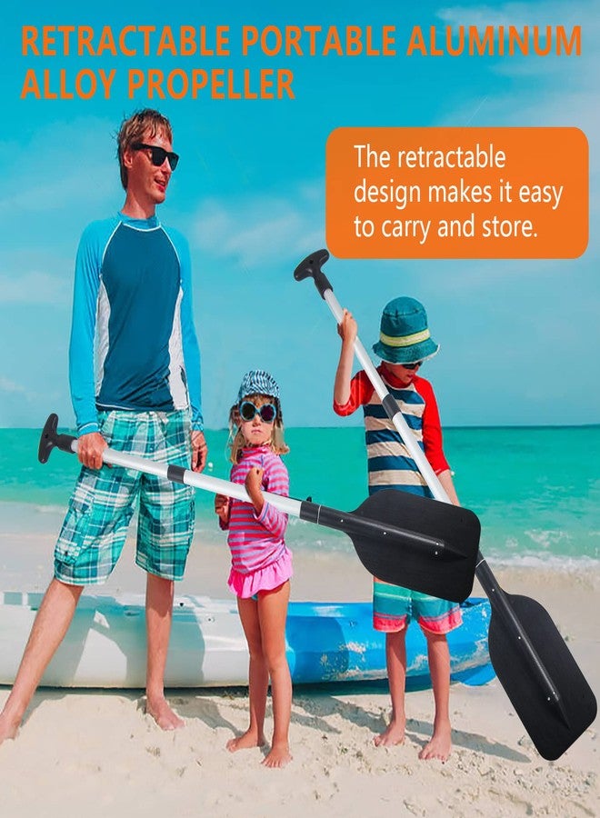 VEITHI Boat Paddle Telescoping Collapsible Oar for Boat Anti Slip Aluminum Plastic Canoe Paddles 2 Pack Small Tubing Floats Oars Row and Safety Boat Accessories for Kids and Adults(Black) - Image 2