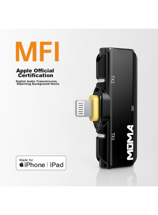 Moma Yuesheng S1 Wireless Lavalier Microphone, Mammoth One-to Vlog Short Video Outdoor Recording Noise Reduction Sound Card, Mobile Phone Audio Pickup Microphone, Lightning Version - Image 2