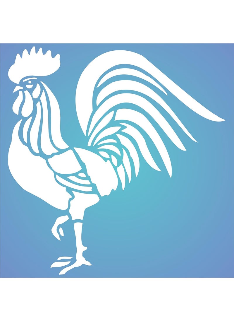 Usnyabni - Rooster Stencil - 8.5 x 9 inch - Reusable Chinese Year of the Rooster Chicken Bird Farm Animal Stencils for Painting - Use on Walls, Floors, Fabrics, Glass, Wood, Terracotta, and More... - Image 1