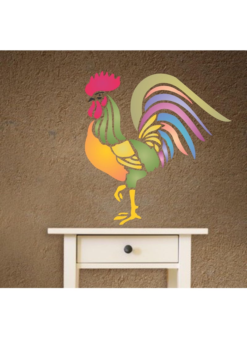 Usnyabni - Rooster Stencil - 8.5 x 9 inch - Reusable Chinese Year of the Rooster Chicken Bird Farm Animal Stencils for Painting - Use on Walls, Floors, Fabrics, Glass, Wood, Terracotta, and More... - Image 1