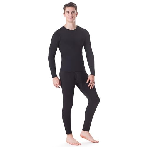 Rocky Thermal Underwear Men Long Johns Men Thermal Underwear Thermals Mens Base Layer Mens Thermals Top and Bottom Set (Black, X-Large, Standard Weight - 185 GSM, One Pack) - Image 1