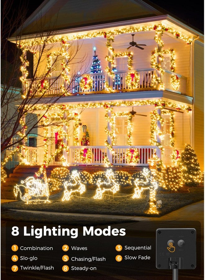 برايتاون أضواء خيطية تعمل بالطاقة الشمسية للاستخدام الخارجي، عبوتان من 200 مصباح LED بطول 78 قدمًا، مصابيح شمسية خارجية مقاومة للماء IP65 تعمل بالطاقة الشمسية مع 8 أوضاع إضاءة للحفلات والحديقة والفناء والعطلات وتزيين الأشجار، لون أبيض دافئ - Image 2