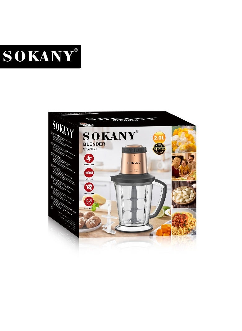 سوكاني مفرمة لحم، مفرمة طعام كهربائية، صانعة سجق، تقشير الثوم وعصره، مفرمة طعام صغيرة لطحن اللحوم سهلة الاستخدام والتنظيف، مجموعة للاستخدام المنزلي، SK-7039 (أسود، ذهبي) - Image 5