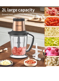 sokany Meat Grinder, Electric Food Chopper Sausage Maker, Peeling Garlic and Juicing, Small Food Grinder for Grinding Meat Easy to Use and Clean, Kit for Home Use, SK-7039(Black, Gold)  - Image 4