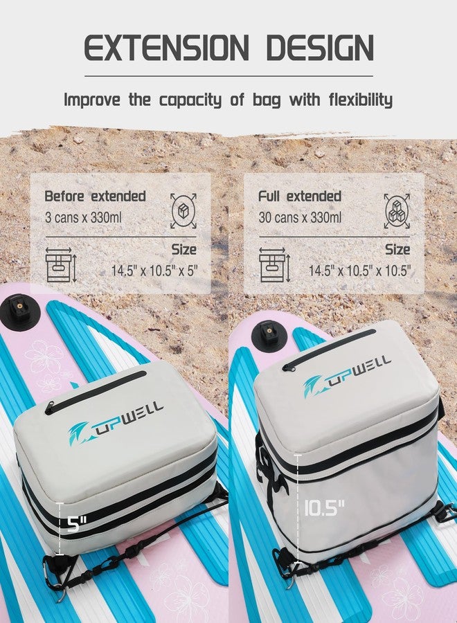 UPWELL Paddleboard Accessories SUP Cooler Deck Bag, PVC Paddle Board Dry Bag, 30 Cans Surf Cooler Bag for Paddle Board, Kayak, Grey Soft Small Camping Cooler for Travel Beach Waterproof - Image 3