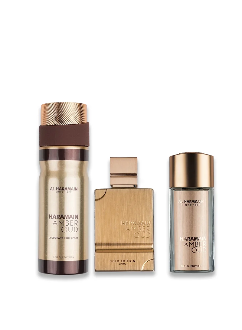 الحرمين طقم هدايا عطر عنبر عود جولد إيديشن للجنسين من الحرمين