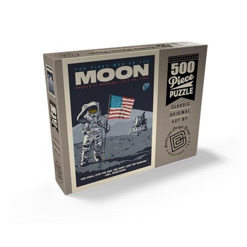 MyPuzzle.com MyPuzzle NASA 1969 First Man On The Moon Vintage Poster Premium 500 Piece Jigsaw Puzzle for Adults - Image 5