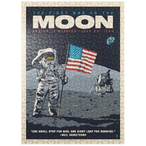 MyPuzzle.com MyPuzzle NASA 1969 First Man On The Moon Vintage Poster Premium 500 Piece Jigsaw Puzzle for Adults - Image 1