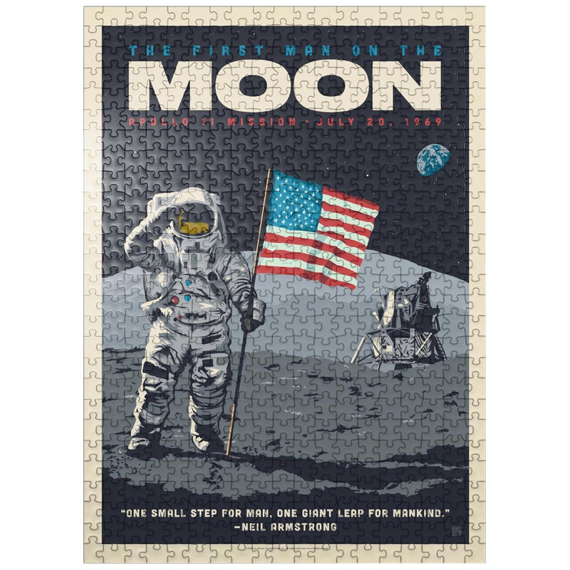 MyPuzzle.com MyPuzzle NASA 1969 First Man On The Moon Vintage Poster Premium 500 Piece Jigsaw Puzzle for Adults - Image 3
