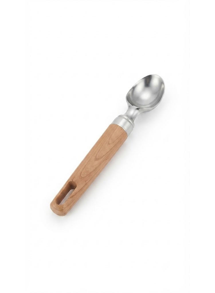 Stainless Steel Ice Cream Scoop with Elegant Wooden Handle