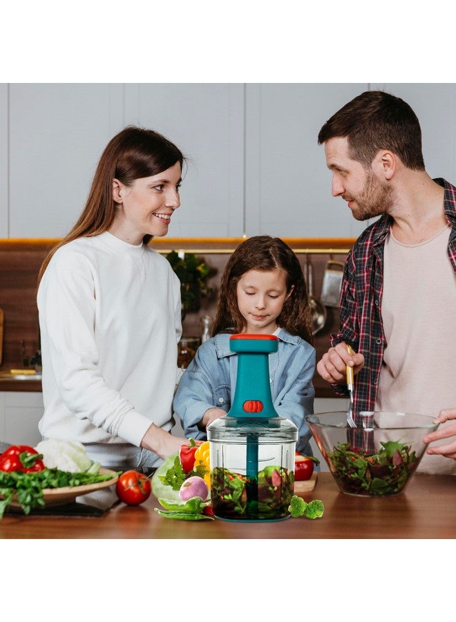 Rylan Manual Hand Press Push Chopper with 6 Blades for Effortless Chopping Vegetables & Fruits (Assorted, 1000 ml, Plastic). - Image 4