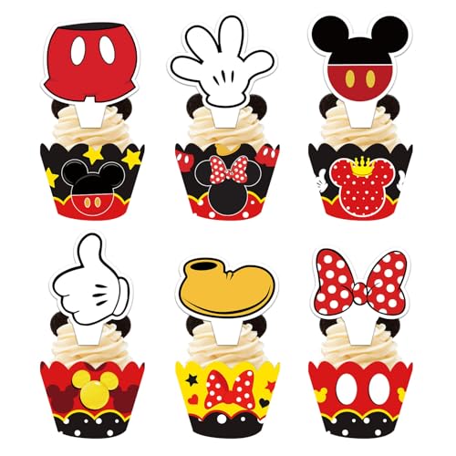 EBWHOLE Cute Mouse Cupcake Stand, Large 3-Tier Cartoon Cupcake Holder for Birthday Party Decorations (Red) - Image 4