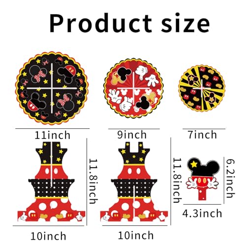 EBWHOLE Cute Mouse Cupcake Stand, Large 3-Tier Cartoon Cupcake Holder for Birthday Party Decorations (Red) - Image 2