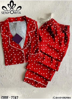 Generic Casual summer pajamas for women, two pieces, one size, red color code 7747 