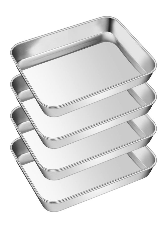 P&P CHEF 9 Inch Baking Cookie Sheet, Oven Pan Tray Stainless Steel Sheet Pan for Kitchen, Oven Bakeware for Multi Uses, Shiny Look & Dishwasher Safe, Healthy & Heavy Duty, 4Pcs - Image 1