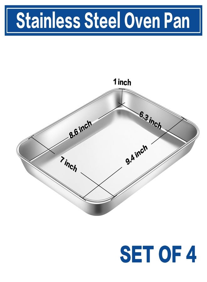 P&P CHEF 9 Inch Baking Cookie Sheet, Oven Pan Tray Stainless Steel Sheet Pan for Kitchen, Oven Bakeware for Multi Uses, Shiny Look & Dishwasher Safe, Healthy & Heavy Duty, 4Pcs - Image 2