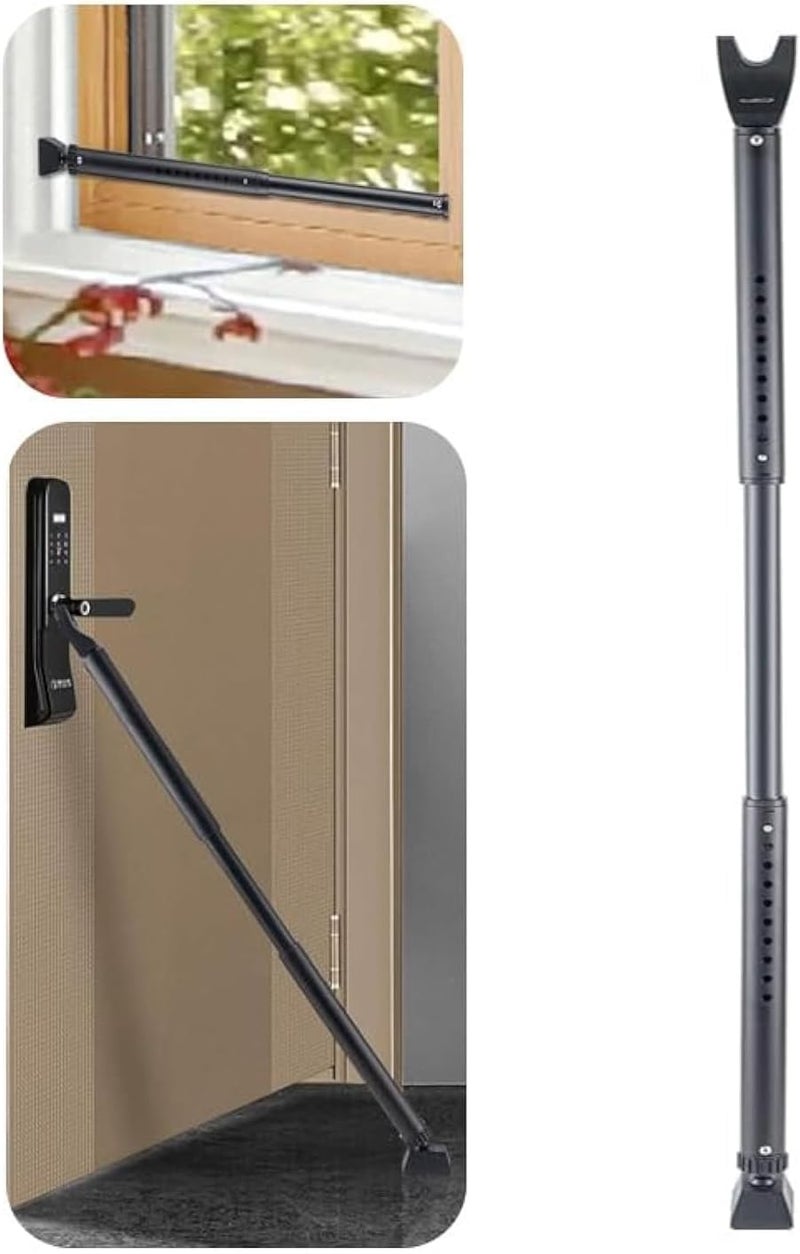 HoneSecur 2-in-1 Door Security Bar & Sliding Patio Door Stopper Security Jammer Bar Child Proof Adjustable Constructed of High Grade Iron Window Doors Security Bars, Black - Image 1