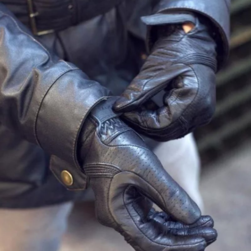 Full Leather Gloves Anti Slip Cold Weather Riding Gloves for Motorcycle Driving Black XL - Image 5