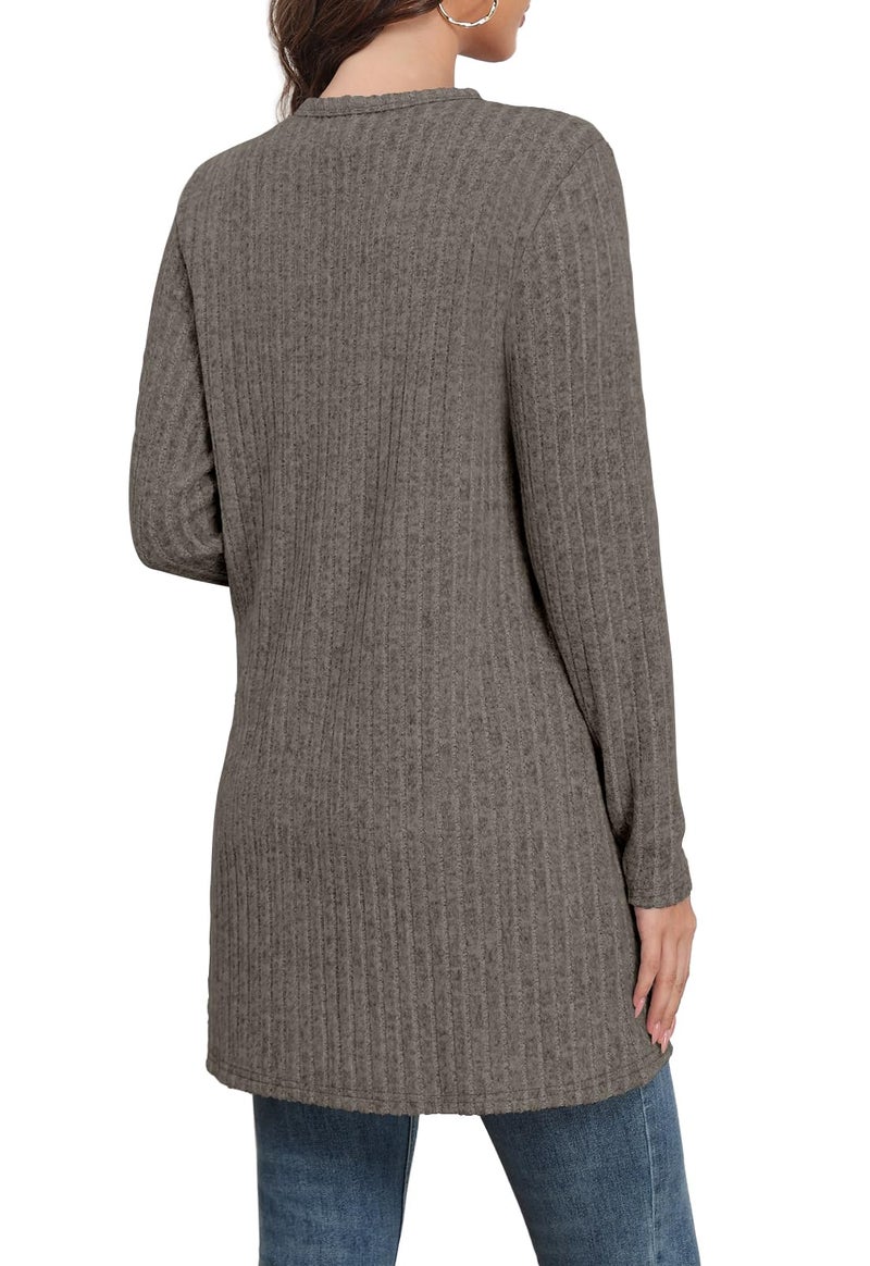 Yincro Women's Long Sleeve Lightweight Cardigan Sweaters Fall 2026 Open Front Casual Cardigans with Pockets (Gray Brown, S) - Image 5