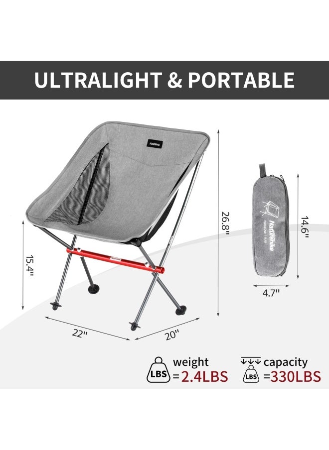 Naturehike - Yl05 Alu Folding Moon Chair | Extra-Wide Folding Chair | Lightweight, Durable Aluminum Frame, Supports 150 Kg, Non-Slip Feet | Grey - Image 1