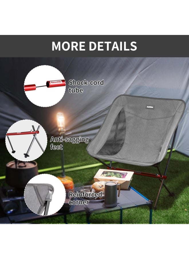 Naturehike - Yl05 Alu Folding Moon Chair | Extra-Wide Folding Chair | Lightweight, Durable Aluminum Frame, Supports 150 Kg, Non-Slip Feet | Grey - Image 1