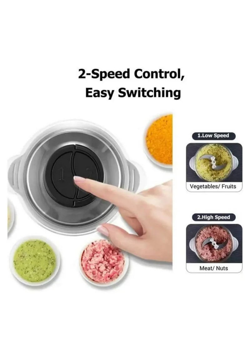 MACEST Electric Chopper, Meat Grinder, Food Processor Stainless 2L, 200W  - Image 3