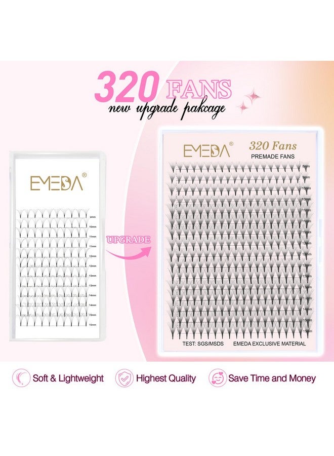 EMEDA 320 Fans Premade Lash Fans Pointy Thin Base Xl Boxes Premade Fans Eyelash Extensions Stable D Curl Lash Extension Premade Fans Pre Fanned Volume Lash Extensions (10D-0.07-D-8-15Mm) - Image 3