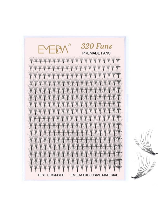EMEDA 320 Fans Premade Lash Fans Pointy Thin Base Xl Boxes Premade Fans Eyelash Extensions Stable D Curl Lash Extension Premade Fans Pre Fanned Volume Lash Extensions (10D-0.07-D-8-15Mm) - Image 1