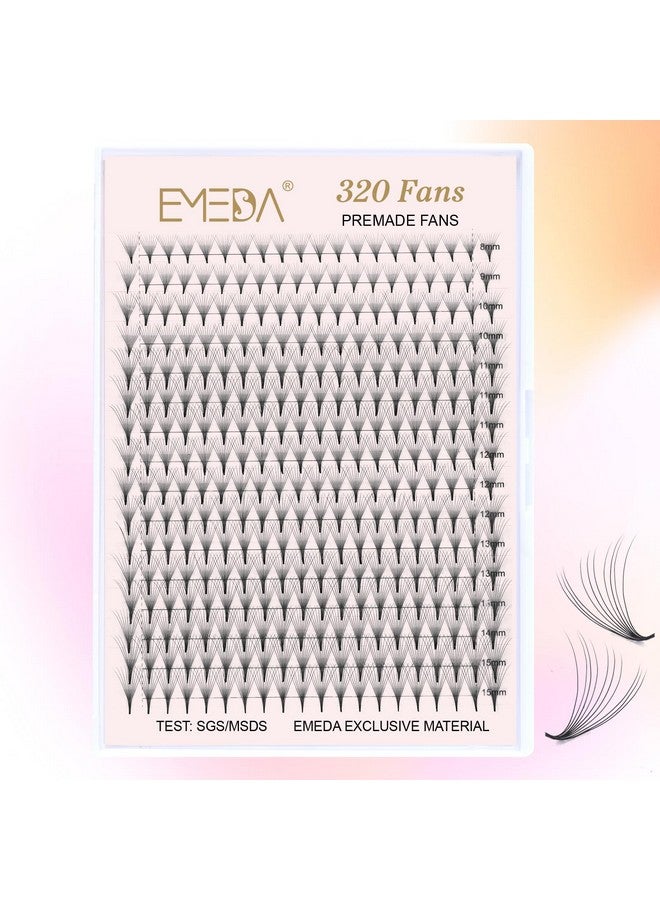EMEDA 320 Fans Premade Lash Fans Pointy Thin Base Xl Boxes Premade Fans Eyelash Extensions Stable D Curl Lash Extension Premade Fans Pre Fanned Volume Lash Extensions (10D-0.07-D-8-15Mm) - Image 2
