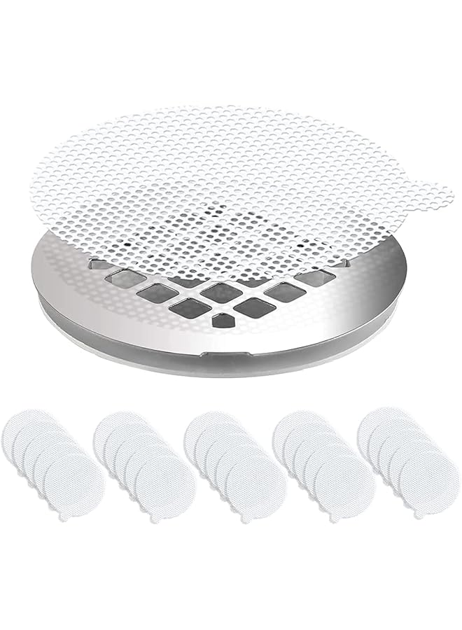 The Bros مصيدة شعر تصريف حوض الاستحمام 25 قطعة، مصيدة شعر تصريف الدش، ملصقات شبكية مصيدة شعر تصريف الدش القابلة للتخلص، سهلة التركيب مناسبة للحمام، حوض الاستحمام، المطبخ (3.5" دائري عادي) - Image 1