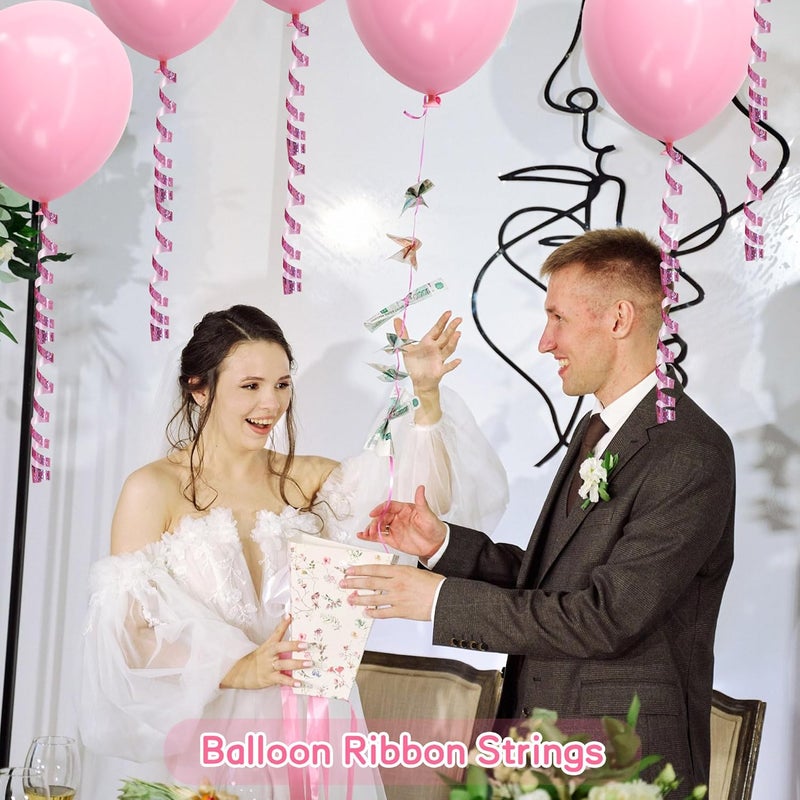 BEISHIDA 500 Yards Pink Ribbon Crimped Curling, Balloon String Shiny Metallic Roll for Gift Wrapping Ribbon Birthday Valentines Mother's Day Wedding Anniversary Party Decorations - Image 4