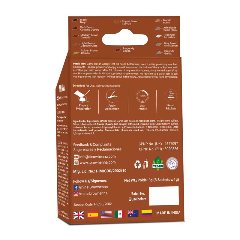 MinaiBrow MINA iBrow Henna Hair Color Tint Kit with Brush Combo Pack | Covers Gray Hair-Lasts up to 6 weeks | No Ammonia No Lead | Vegan & Cruelty Free | up to 30 Applications (Copper Brown) - Image 2