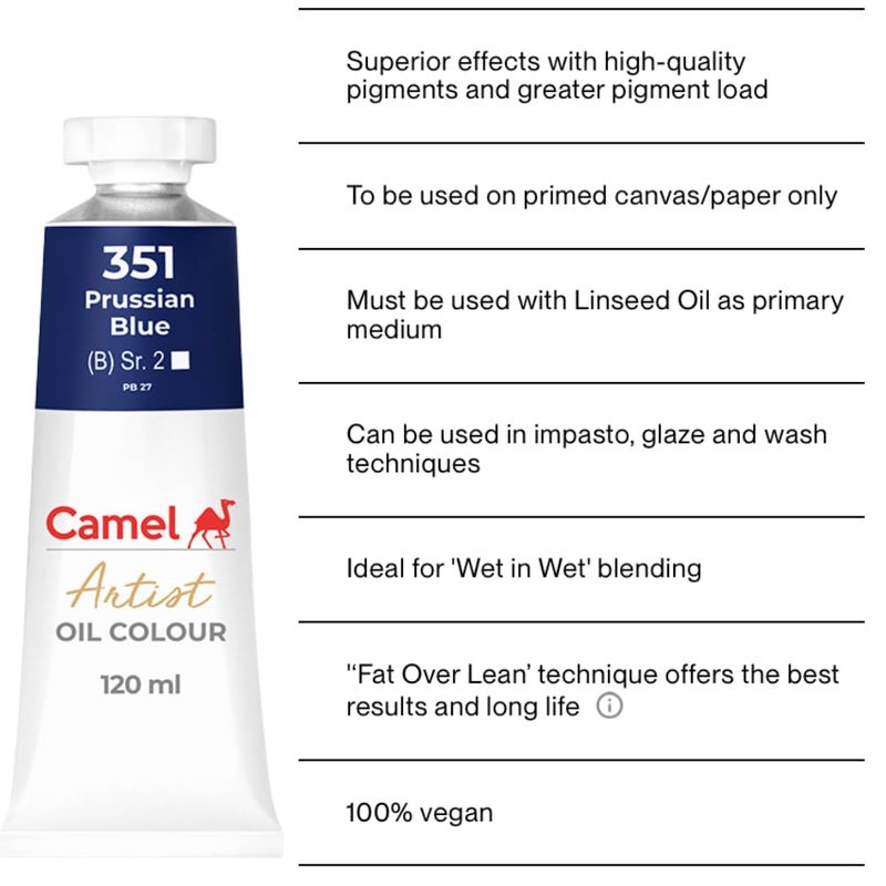 Camlin Kokuyo Artist Oil Colour 120 ml Series 2 Prussain Blue - Image 3