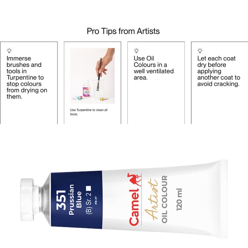 Camlin Kokuyo Artist Oil Colour 120 ml Series 2 Prussain Blue - Image 5