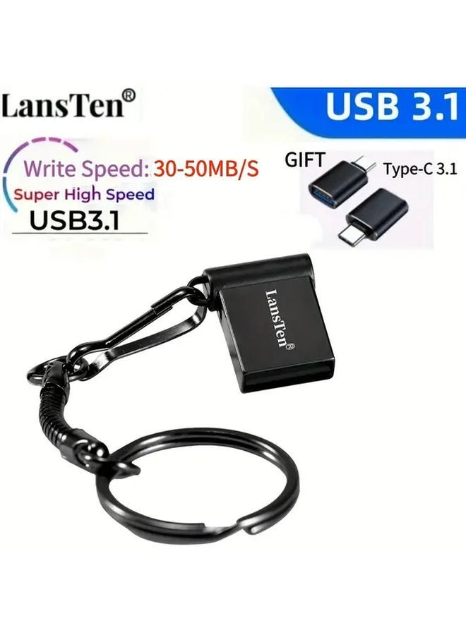 LansTen 128 جيجابايت محرك فلاش فضي USB 3.1 مع محول من النوع C قلم تخزين عالي السرعة - Image 5