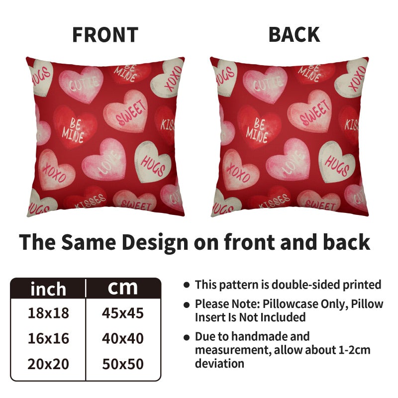 Sivirary Red Valentines Pillow Covers 18x18 Inch Set of 2 Cream Pink Love Heart Sweet Valentine's Day Holiday Decorative Throw Pillowcases Anniversary Outdoor Farmhouse Cushion Cases Decor for Sofa Couch Bed - Image 4