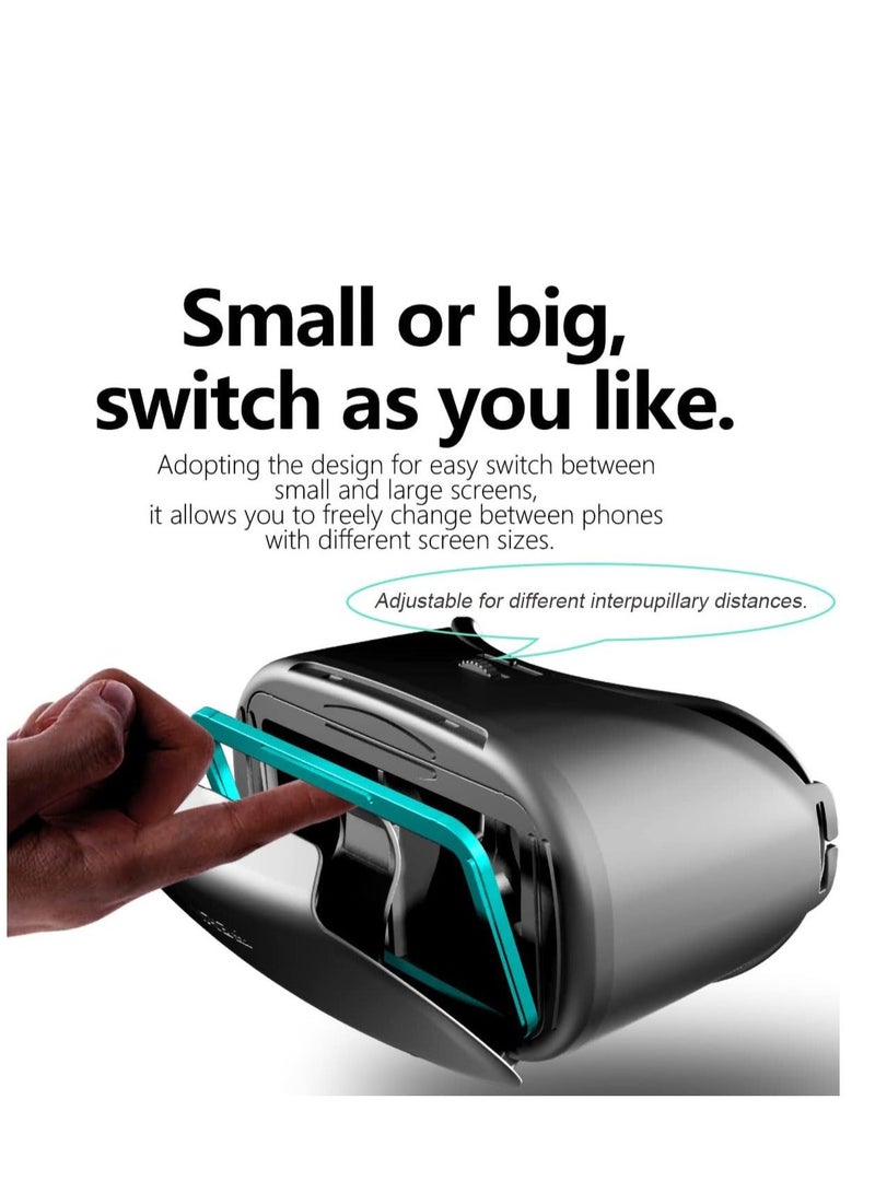 نظارات الواقع الافتراضي VR متوافقة مع iPhone/Android نظارات جديدة لأفلام الواقع الافتراضي ثلاثية الأبعاد متوافقة مع معدات الواقع الافتراضي العالمية مقاس 5-7 بوصات ناعمة ومريحة ومسافة قابلة للتعديل لحماية العين - Image 3