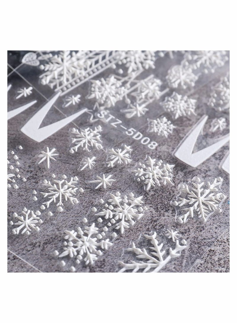 Winter Snowflake Nail Art Stickers 5D Embossed Self Adhesive Decals for Acrylic Nails Classic Design Pack of 8 Sheets Perfect for Fall and Winter Decorations - Image 5