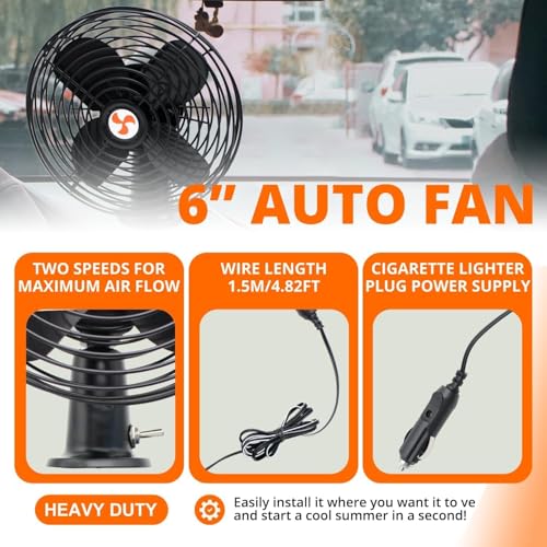 YQSIYU 12V RV Cooling Fan with 2 Speed Switch,Car Truck RV Fans Heavy Duty 12V,6 Inch Truck Fans that Blow Cold Air,Suitable for All Vehicles.Cord Length 6FT - Image 3