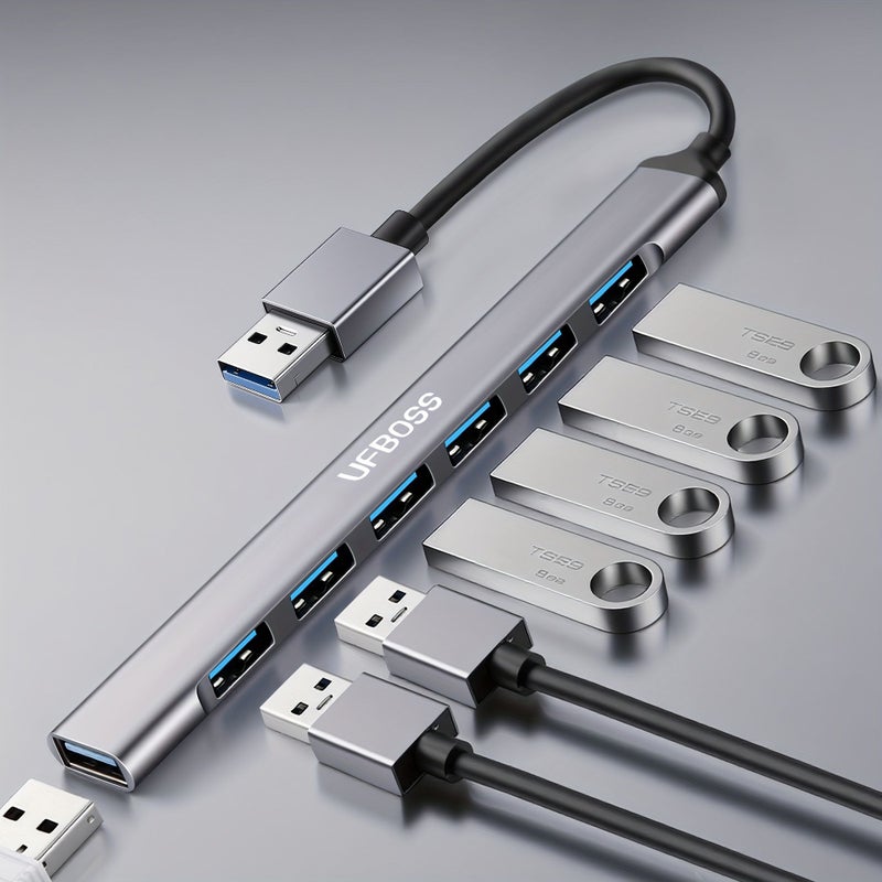موزع USB 3.0 بـ 7 منافذ، توصيل وتشغيل، لا حاجة لبرنامج تشغيل لأجهزة الكمبيوتر المحمولة والحواسيب الشخصية و Mac. - Image 3