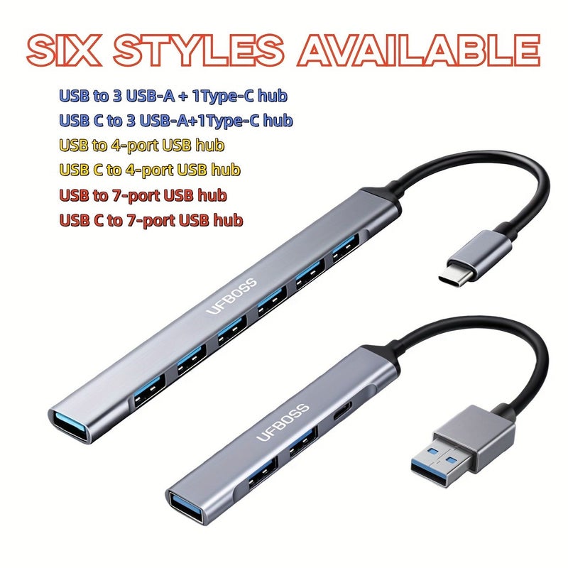 موزع USB 3.0 بـ 7 منافذ، توصيل وتشغيل، لا حاجة لبرنامج تشغيل لأجهزة الكمبيوتر المحمولة والحواسيب الشخصية و Mac. - Image 1