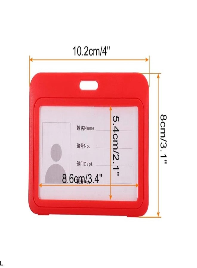 LC Plastic ID Card Holder, Double Sides Visible, Waterproof Unisex ID Card Holder Case for Office, School & Colleges, Clamshell PP Card Holder (50, Red, for Horizontal Card (54 mm x 86 mm)) - Image 2